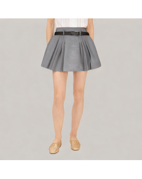 High Waisted Pleated Suit Skirt 