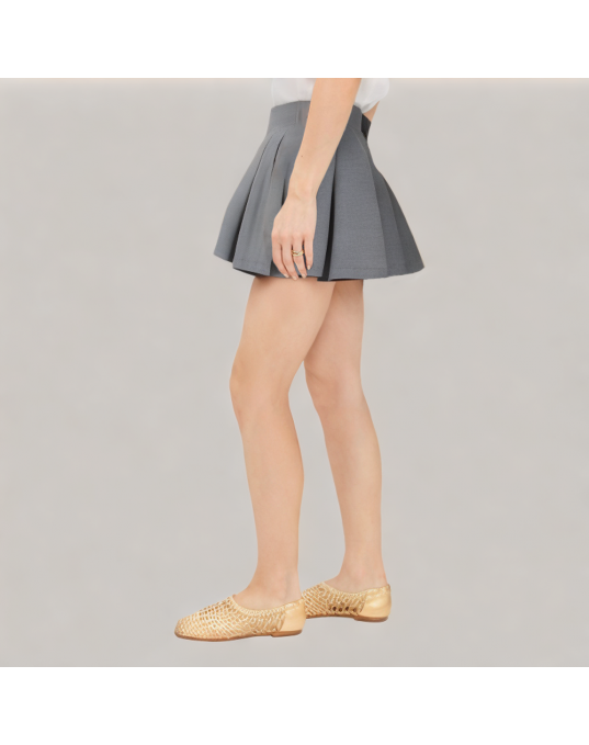 High Waisted Pleated Suit Skirt 
