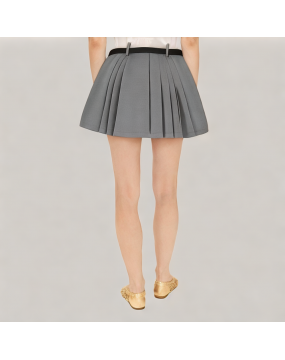 High Waisted Pleated Suit Skirt 