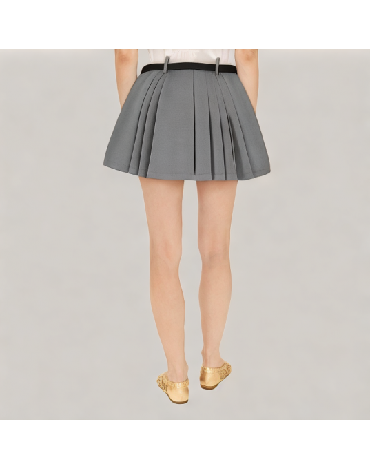 High Waisted Pleated Suit Skirt 