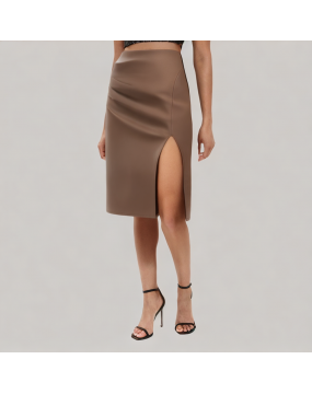High Waisted Side Slit Hip Wrapped Suit Skirt 