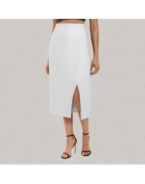 Pleated Slit Suit Skirt