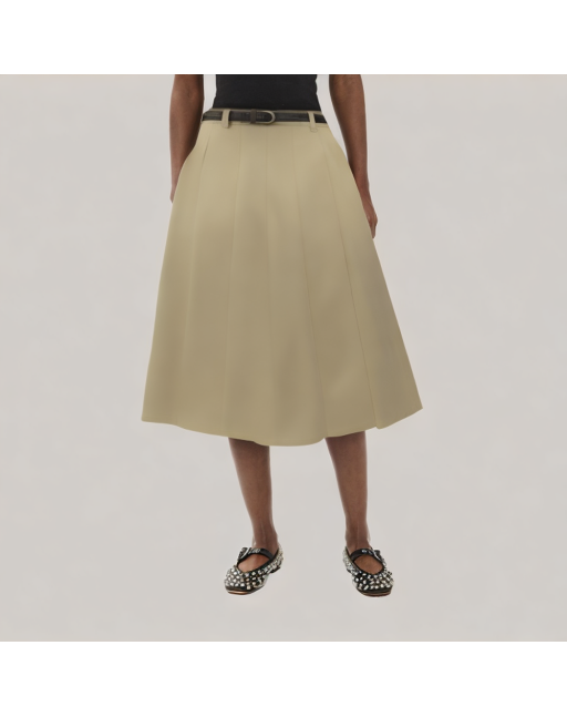 Grey Pleated Suit Skirt 