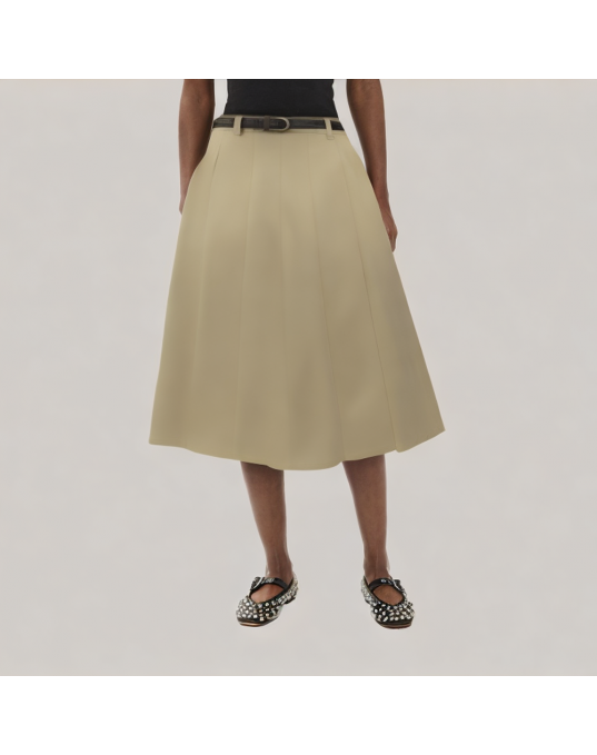 Grey Pleated Suit Skirt 