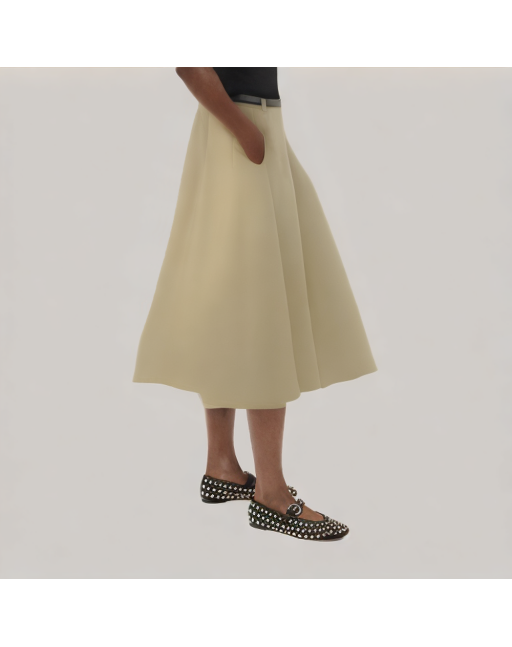 Grey Pleated Suit Skirt 
