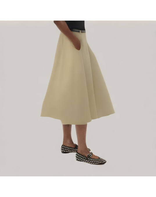 Grey Pleated Suit Skirt 