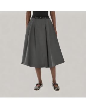 Gray A Line Mid Length Suit Skirt 