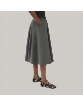 Gray A Line Mid Length Suit Skirt 