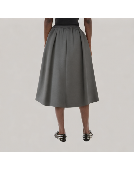 Gray A Line Mid Length Suit Skirt 