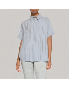 Women's Light Blue Short Sleeved Striped Shirt 