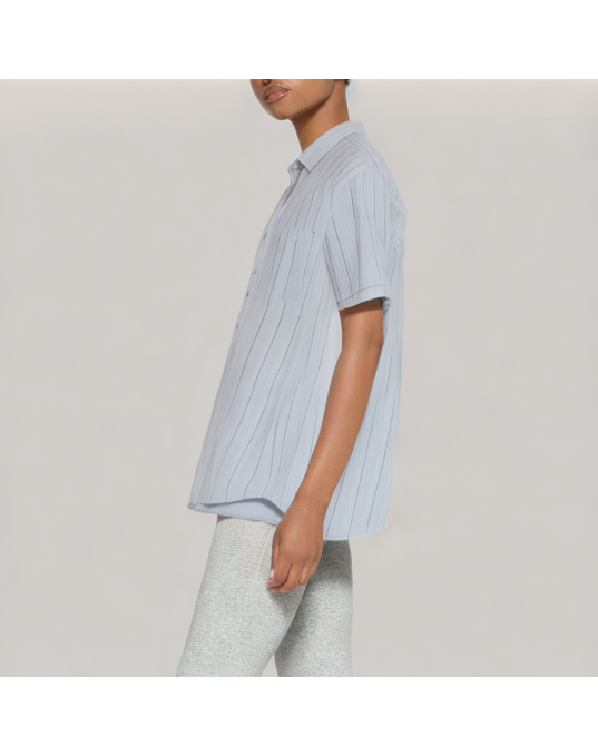 Women's Light Blue Short Sleeved Striped Shirt 