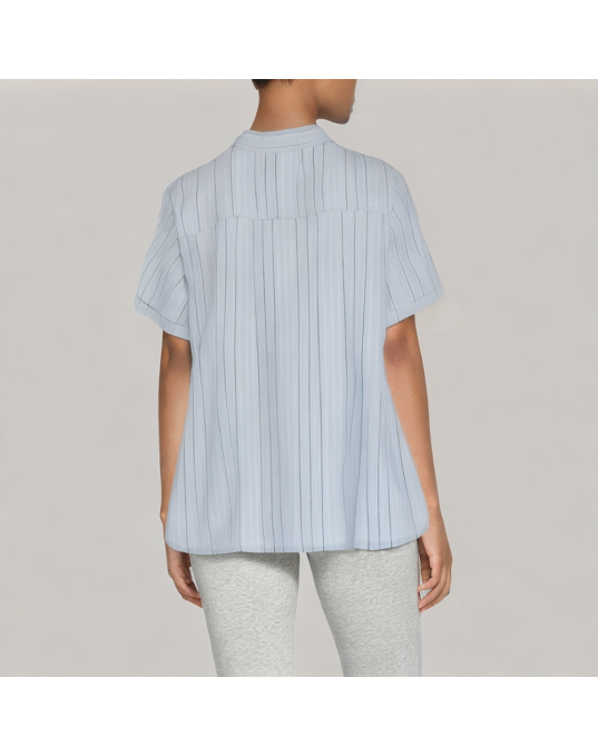 Women's Light Blue Short Sleeved Striped Shirt 