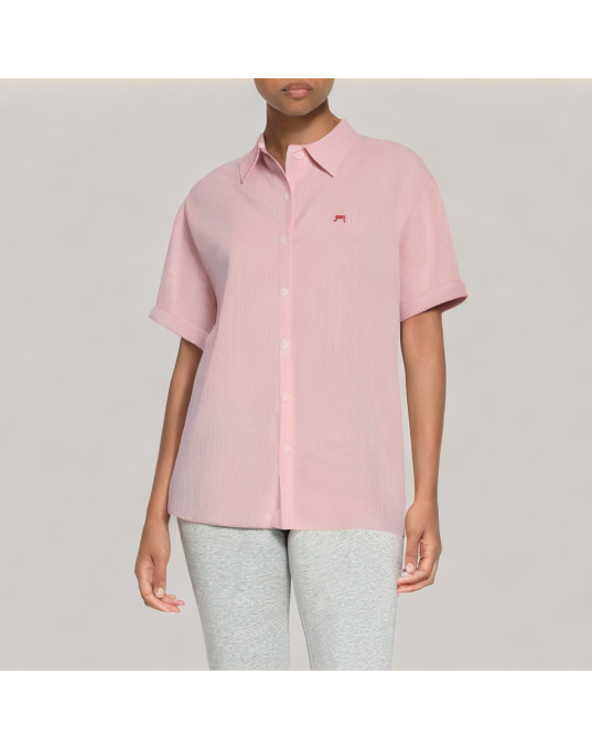 Simple And Capable Short Sleeved Striped Shirt 