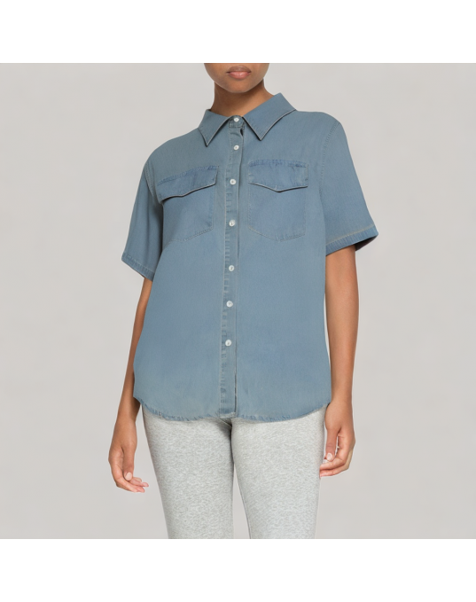 Retro Denim Short Sleeved Shirt