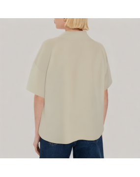 Spliced And Tied Irregular Short Sleeved Shirt 