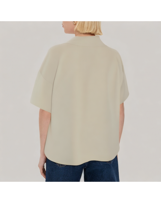 Spliced And Tied Irregular Short Sleeved Shirt 