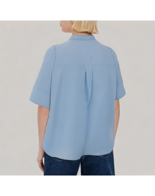 Pleated Ruffled Short Sleeved Shirt 