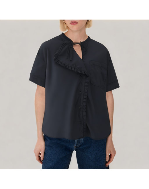 Asymmetric Lace Short Sleeved Shirt 