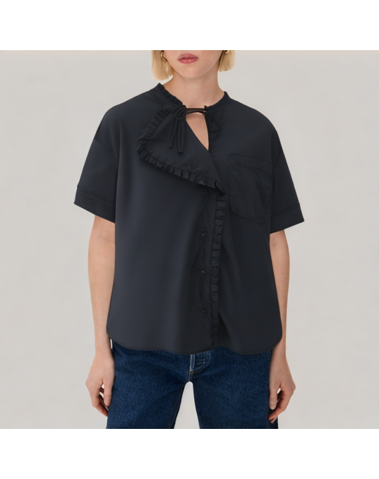 Asymmetric Lace Short Sleeved Shirt 