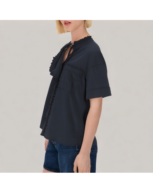 Asymmetric Lace Short Sleeved Shirt 