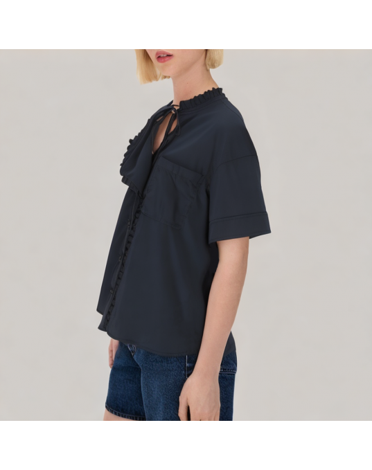 Asymmetric Lace Short Sleeved Shirt 