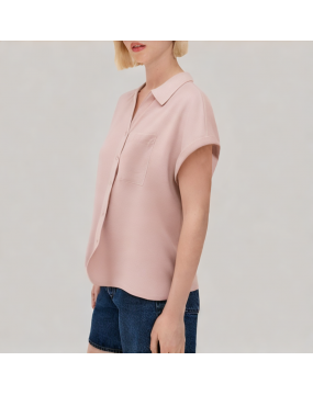 Simple Flying Sleeve Short Sleeved Shirt 