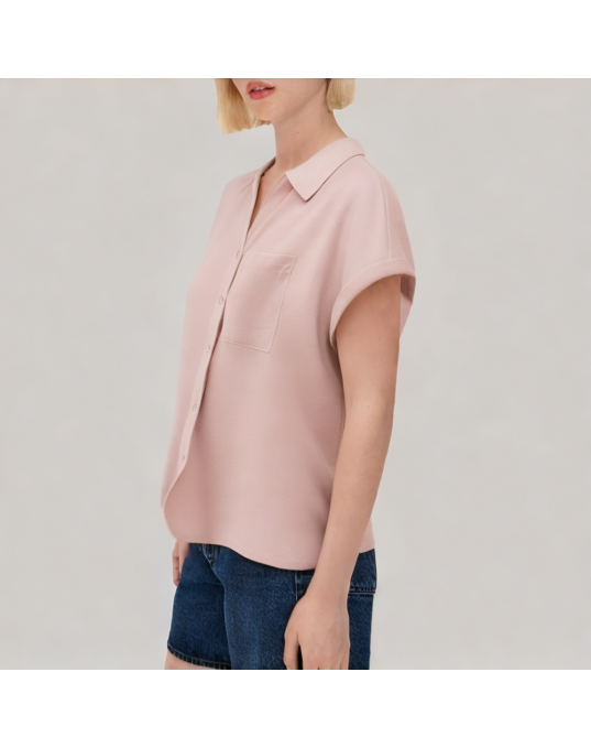 Simple Flying Sleeve Short Sleeved Shirt 