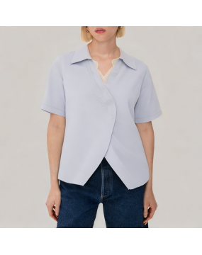 Summer Lace Patchwork Short Sleeved Shirt
