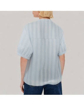 Round Neck Striped Short Sleeved Shirt