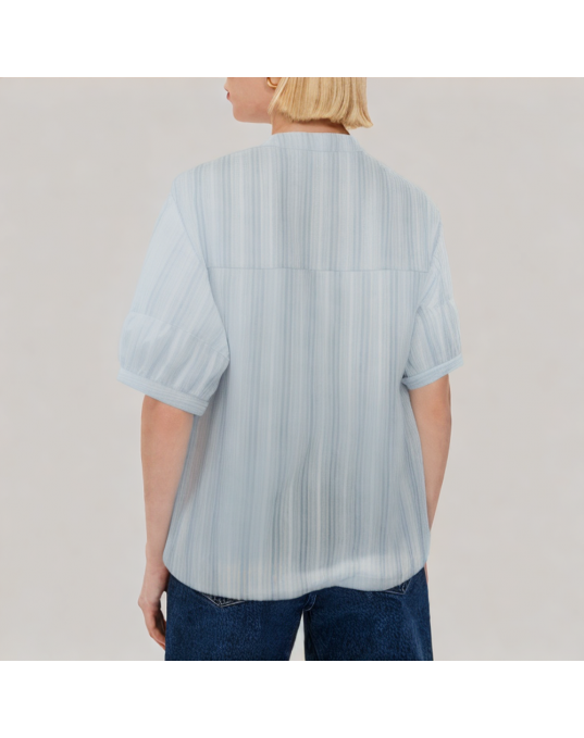 Round Neck Striped Short Sleeved Shirt