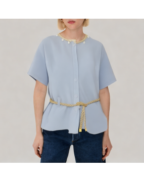 Summer Shell Sequin Short sleeved Shirt 