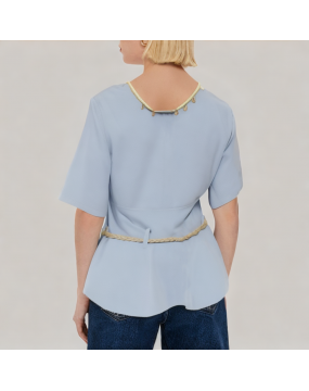 Summer Shell Sequin Short sleeved Shirt 