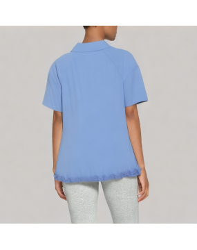 Lapel Ruffled Short Sleeved Shirt