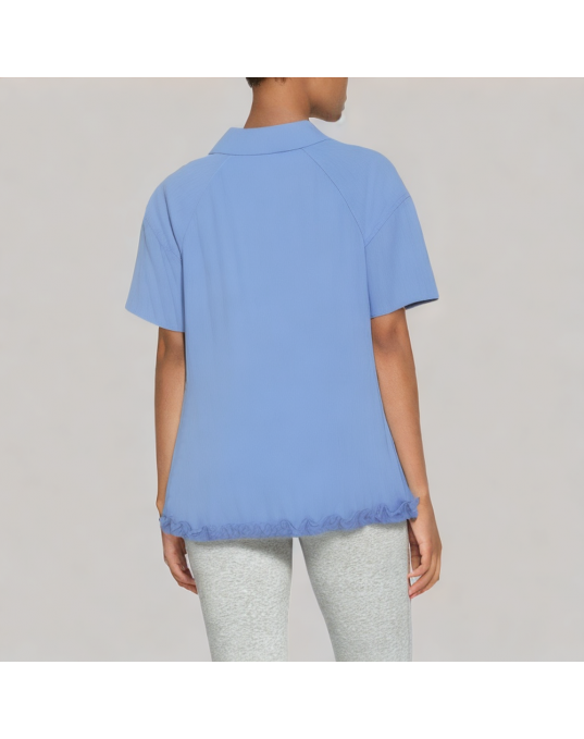 Lapel Ruffled Short Sleeved Shirt