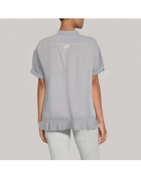 Drawstring Waist Striped Short Sleeved Shirt 