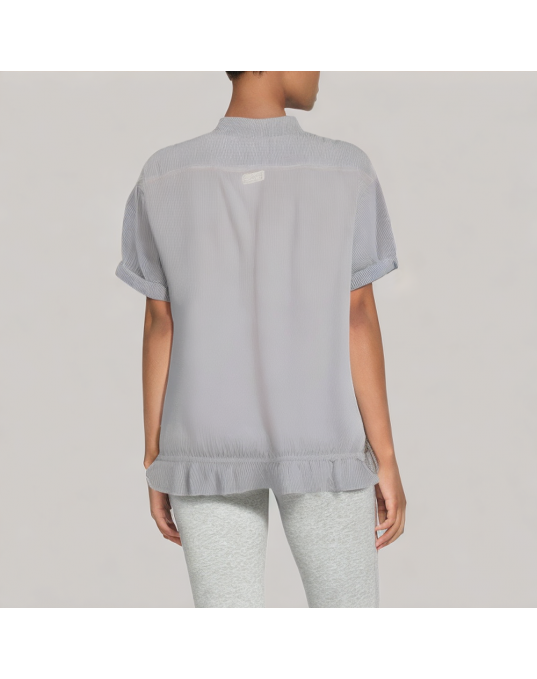 Drawstring Waist Striped Short Sleeved Shirt 