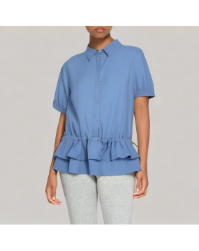 Ruffled Drawstring Waist Shirt 