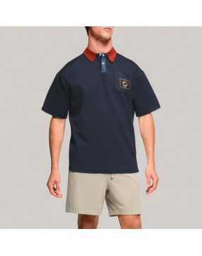Contrast Color Lapel Short Sleeved Polo Shirt