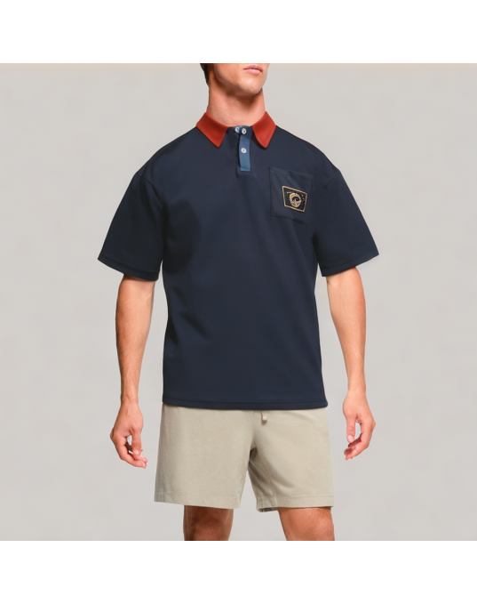 Contrast Color Lapel Short Sleeved Polo Shirt