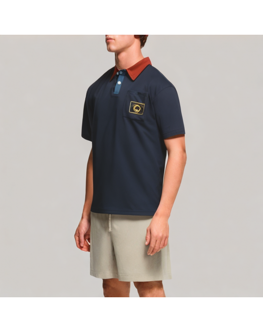 Contrast Color Lapel Short Sleeved Polo Shirt
