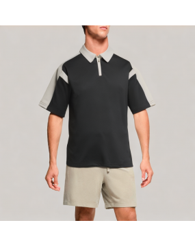 Men's Contrast Half Zip POLO Shirt