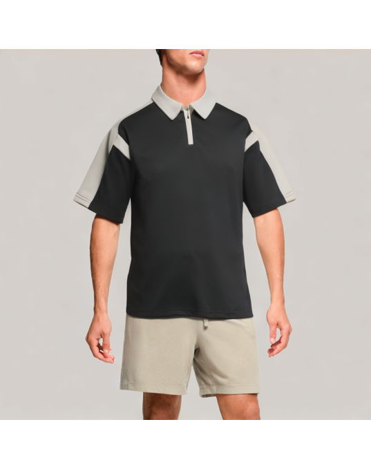 Men's Contrast Half Zip POLO Shirt
