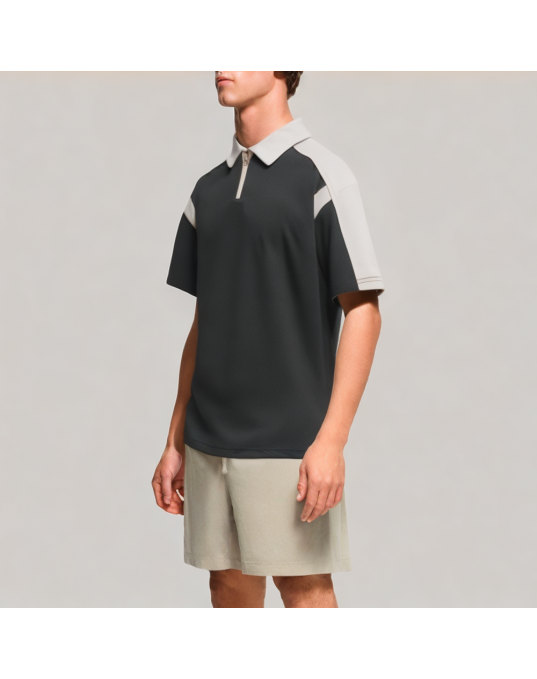 Men's Contrast Half Zip POLO Shirt