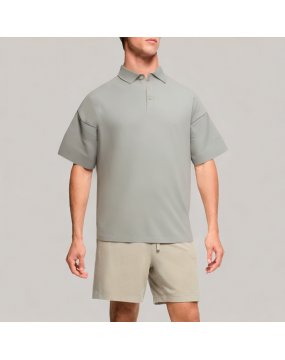 Men's All Match Solid Color Short Sleeved Polo Shirt 