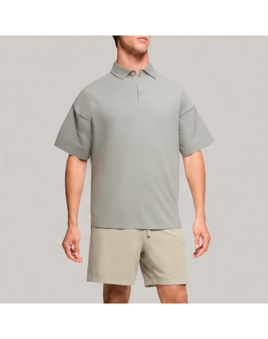 Men's All Match Solid Color Short Sleeved Polo Shirt 