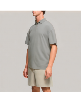 Men's All Match Solid Color Short Sleeved Polo Shirt 