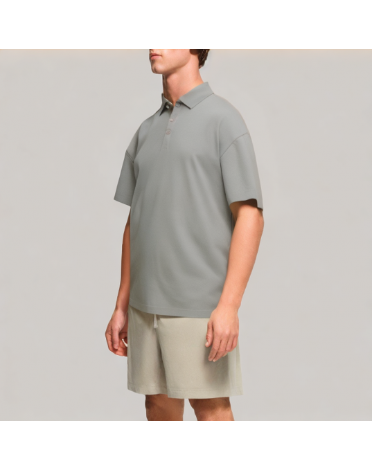 Men's All Match Solid Color Short Sleeved Polo Shirt 