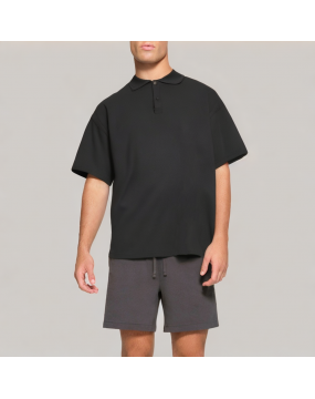 Loose Waffle Short Sleeved Polo Shirt
