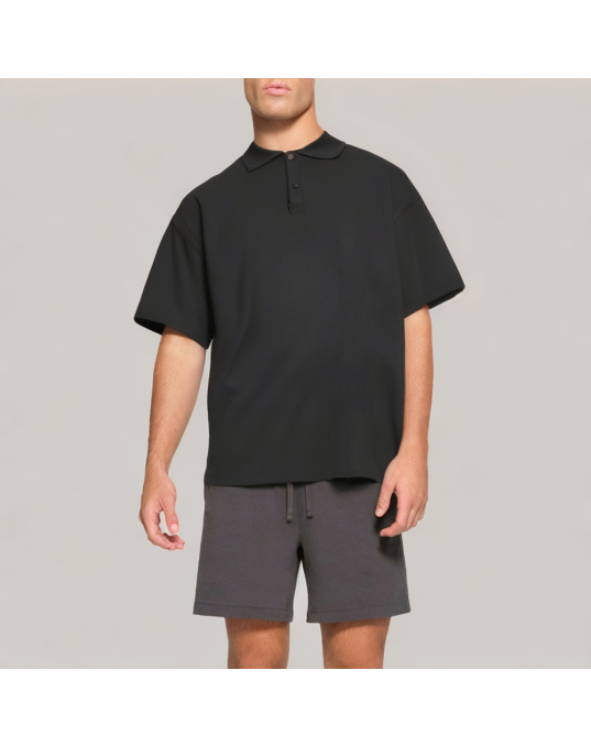 Loose Waffle Short Sleeved Polo Shirt
