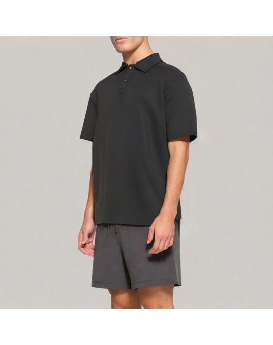 Loose Waffle Short Sleeved Polo Shirt